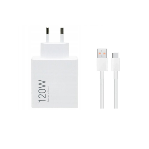 Xiaomi MDY-16-EN USB-A 120W Utazó töltő + Adatkábel USB-C 6A Fehér (Bulk)