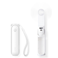 Jisulife Kézi Ventilátor Life8 Plus Hordozható USB Ventilátor Power Bank Funkcióval 4500mAh és Zseblámpa - Fehér