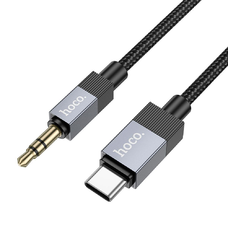 AUX Jack 3,5 mm (férfi) - USB C (férfi) kábel Hoco 1 m UPA32B fekete DAC