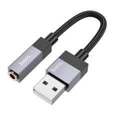 AUX USB A (apa) - Jack 3,5 mm (anya) adapter Hoco UPA32D fekete DAC