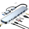Techsuit - Docking Station DataBridge 8 az 1-ben (H9) - USB, Type-C átalakító 4x USB, Type-C, 3.5mm Jack, TF/SD kártya - Szürke. - 0. kép