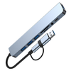 Techsuit - Docking Station DataBridge 8 az 1-ben (H9) - USB, Type-C átalakító 4x USB, Type-C, 3.5mm Jack, TF/SD kártya - Szürke. - 1. kép