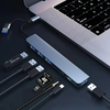 Techsuit - Docking Station DataBridge 8 az 1-ben (H9) - USB, Type-C átalakító 4x USB, Type-C, 3.5mm Jack, TF/SD kártya - Szürke. - 3. kép