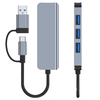 Techsuit - DataBridge 4 az 1-ben dokkolóállomás (H8) - USB, Type-C csatlakozóból USB 3.0, 3x USB 2.0 - Szürke. - 0. kép