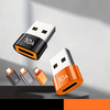Telefonhoz való OTG Adapter - Techsuit HyperPort (A7) - Type-C Női csatlakozó USB3.0 Férfi csatlakozóra, 5Gbps, 10A Átalakító - Fekete / Narancssárga. - 4. kép