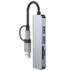 Techsuit - 5 az 1-ben adatátviteli dokkolóállomás (H7) - USB, Type-C-ről USB 3.0-ra, 2x USB 2.0, SD/TF kártya - Szürke. - 3. kép