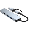 Techsuit - 5 az 1-ben adatátviteli dokkolóállomás (H7) - USB, Type-C-ről USB 3.0-ra, 2x USB 2.0, SD/TF kártya - Szürke. - 4. kép