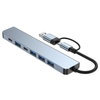 Techsuit - DataBridge 7 az 1-ben dokkoló állomás (H6) - USB, Type-C átalakító USB 3.0-ra, 4x USB 2.0, 2x Type-C - Szürke - 1. kép