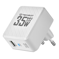 Techsuit - Prémium fali töltő Tiny sorozat (CHPD173) - GaN, USB, Type-C, Gyors töltés, PD35W - Fehér.