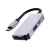 Techsuit - 3 az 1-ben TurboChargeX Dokkolóállomás (H4) - Type-C to Type-C, USB, HDMI, 4K@30Hz, PD87W - Szürke - 0. kép