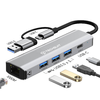 Techsuit - BoostNetLink 5 az 1-ben dokkolóállomás (H3) - USB 3.0. USB-C 3x USB, Type-C, Ethernet RJ45, 100W - Szürke. - 0. kép