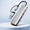 Techsuit - BoostNetLink 5 az 1-ben dokkolóállomás (H3) - USB 3.0. USB-C 3x USB, Type-C, Ethernet RJ45, 100W - Szürke. - 1. kép