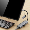 Techsuit - BoostNetLink 5 az 1-ben dokkolóállomás (H3) - USB 3.0. USB-C 3x USB, Type-C, Ethernet RJ45, 100W - Szürke. - 3. kép