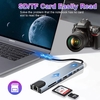 Techsuit - Dokkoló állomás NetBridge 8 az 1-ben (H2) - Type-C 2x Type-C, 2x USB, HDMI, RJ45, TF/SD, 4K@30Hz, PD87W - Szürke. - 1. kép