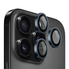  Blueo - Eredeti Fém Keretes Lencsevédő (3 darab) - iPhone 15 Pro Max - Kék üvegfólia