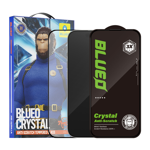  Blueo - Kristály Karcálló Üveg - iPhone 15 / iPhone 16 - Fekete üvegfólia