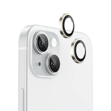  Blueo - Eredeti Fém Keretes Lencsevédő (2 darab) - iPhone 15 / iPhone 15 Plus - Sárga üvegfólia