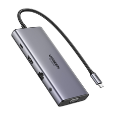 Ugreen CM639 USB-C hub, HDMI, VGA, 2x USB-C 3.2 10 Gbps, 2x USB, SD/TF, RJ45, AUX 3.5 mm, PD, 4K 60 Hz