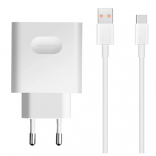 Fali töltő Huawei HW-110600E02, 66W, 6A, 1 x USB-A, USB-C kábellel, Fehér 02221773