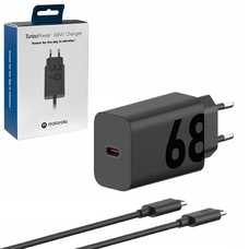 Fali töltőadapter Motorola, 68W, 6.2A, 1 x USB-C, USB-C kábellel, fekete PG38C06281