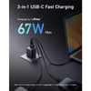 Anker Prime fali töltő, 67W, 5A, 1 x USB-A - 2 x USB-C, Fekete A2669313 - 1. kép