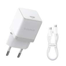 Baseus Palm, 20W, 3A, 1 x USB-C, USB-C kábellel, Fehér Hálózati USB-C töltő adapter