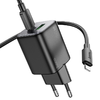 Fali töltő Hoco N41, 20W, 3A, 1 x USB-A - 1 x USB-C, Lightning kábellel, fekete - 1. kép