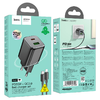 Fali töltő Hoco N41, 20W, 3A, 1 x USB-A - 1 x USB-C, Lightning kábellel, fekete - 3. kép