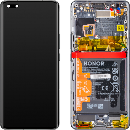 LCD kijelző modul Honor Magic4 Pro-hoz, akkumulátorral, fekete