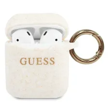 Guess Glitter Silicone GUACCSILGLWH AirPods 1/2 tok fehér