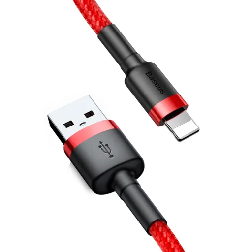 Baseus Cafule Nylon harisnyázott USB/Lightning kábel QC3.0 1.5A 2m piros (CALKLF-C09)