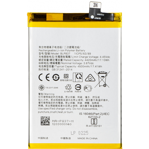 Akkumulátor BLP837 Realme 9 Pro+ / 8 Pro számára, utángyártott
