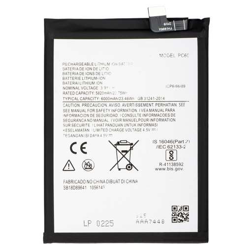 PC60 akkumulátor Motorola Moto G54 Power Edition készülékhez, utángyártott