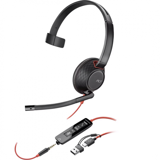Call Center fejhallgató mikrofonnal HP Poly Blackwire C5220, Mono, USB-C / USB-A, Fekete 8X230AA