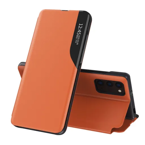 Eco Leather View Case intelligens fliptok Xiaomi Poco M3 narancssárga