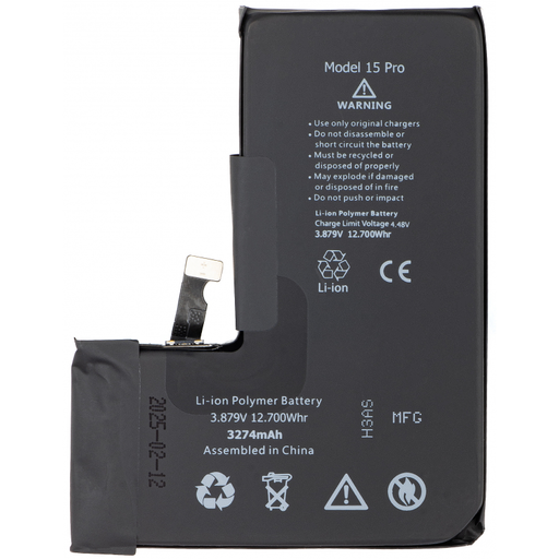 Battery for Apple iPhone 15 Pro, with Integrated BMS Flex (no spot welding needed)