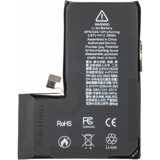 Battery for Apple iPhone 14 Pro, with Integrated BMS Flex (no spot welding needed)