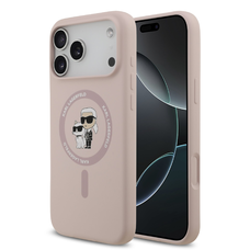 Karl Lagerfeld Liquid Silicone Karl és Choupette MagSafe tok iPhone 17 Pro Max Pink