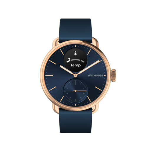 Withings Scanwatch 2 / 38mm (Activity, Sleep Tracker, ECG, Temperature, SPO2 / Stainless steel, fkm wristband, sapphire glass) - Blue