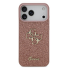  iPhone 17 Pro Max Rózsaszín Guess PU Fix Glitter 4G Fém Logós Tok - 1. kép