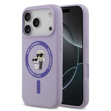 Karl Lagerfeld Liquid Silicone Karl and Choupette MagSafe tok iPhone 17 Prohoz Lila