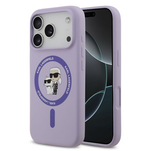 Karl Lagerfeld Liquid Silicone Karl and Choupette MagSafe tok iPhone 17 Prohoz Lila Karl Lagerfeld Liquid Silicone Karl and Choupette MagSafe tok iPhone 17 Prohoz Lila