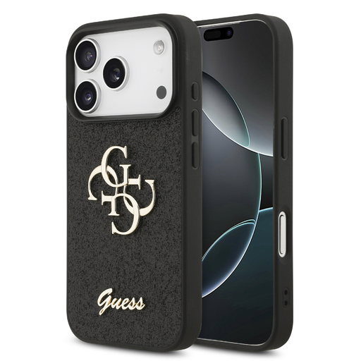  iPhone 17 Pro Guess PU Fixed Glitter 4G Metal Logo tok