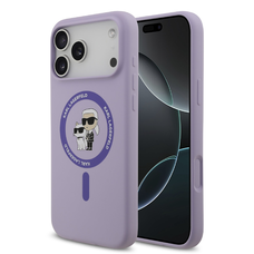 Karl Lagerfeld Liquid Silicone Karl és Choupette MagSafe iPhone 17 Pro Max tok Lila tok