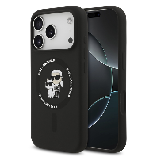 Karl Lagerfeld Liquid Silicone Karl and Choupette MagSafe tok iPhone 17 Pro-hoz fekete Karl Lagerfeld Liquid Silicone Karl and Choupette MagSafe tok iPhone 17 Pro-hoz fekete