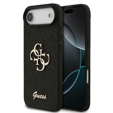  iPhone 17 Air Fekete Guess PU Fixed Glitter 4G Metal Logo tok