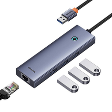 USB Hub Baseus UltraJoy, 3 x USB-A 3.0 - 1 x RJ45, Szürke B0005280A813-01