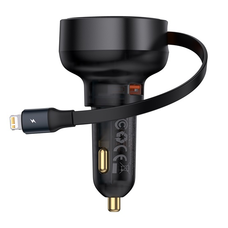 CHG Baseus Enjoyment Pro autós gyorstöltő 55W, USB Type-A + iPhone automata behúzós kábel, fekete