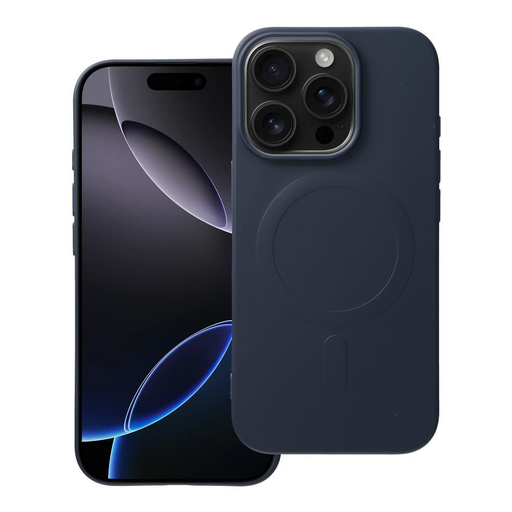 SILICONE MAG COVER (nagy lyukas) tok MagSafe kompatibilis IPHONE 16 Pro-hoz kék titán