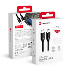 FORCELL F-ENERGY C338 kábel Type C to Type C PD QC4.0 3A 60W 0,5 m fekete